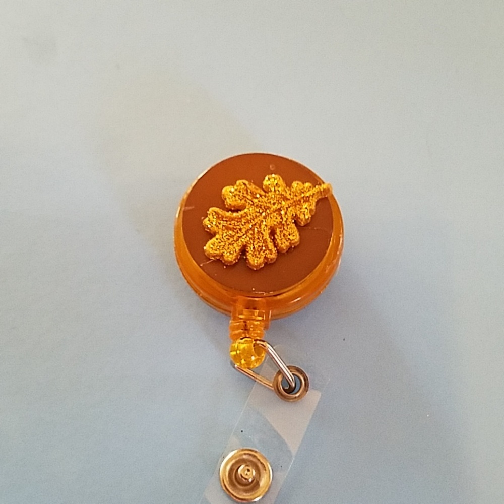 Fall Leaf Retractable Name Badge Holder